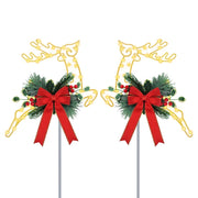 2-Pack LED Christmas Reindeer Pathway Stake Lights – Battery Powered