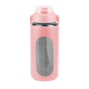 34Oz Glass Water Bottle Sports Water Bottle Motivational Water Bottle Water Intake Tracker Bottle with Straw Time Marker Silicone Sleeve Handle for Gy