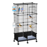 46-Inch Bird Cage with Wooden Perches and Lockable Wheels