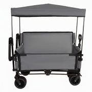 Folding Wagon Cart with Bench Seat & Canopy, 500lbs Capacity