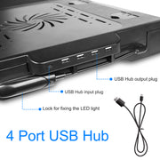 Foldable Laptop Table Bed Notebook Desk w/Cooling Fan Mouse Board LED light 4 x USB Ports Breakfast Snacking Tray with Storage Groove For Home Office