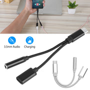 USB Type C to 3.5mm Aux Audio Charging Adapter Braided TPE Metal Shell Headphone Jack Splitter Cable Wire Charger