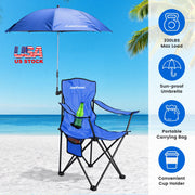 Camping Chair with Umbrella - Foldable Outdoor Chair 330lbs