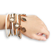 Gold 6-Piece Bangle Set with Imitation Pearls