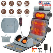 Flannel Full Body Massage Mat Multifunctional Massage Chair Pad with Heat Timer Shiatsu Neck Foot Massager Lumbar Pillow