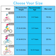 12In Kids\' Bike with Training Wheels Children Bicycle with Helmet Basket Rear Seat Chain Guard for Boys Aged 2-4