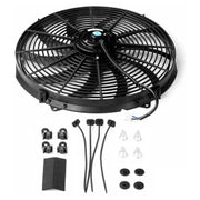 16 Inch Electric Radiator Cooling Fan 12V 120W 10 Blades Car Thermostat Kit w/ Mounting Kit
