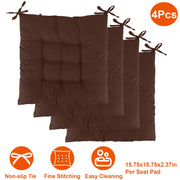 4Pcs Chair Cushion Pads Pillow 15.75x15.75x2.37in Soft Tie On Square Sitting Mats For Home Office Car Sitting Travel
