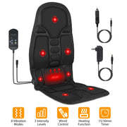 Back Massager Cushion Electric Massage Car Seat Cushion Chair Pad w/ Heating Function 8 Vibration Modes 3 Intensity Levels
