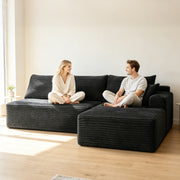 96" L-Shaped Sectional Sofa with Chaise in Plush Corduroy