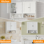 Wall Mounted Bathroom Cabinet with Adjustable Shelf & Doors