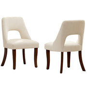 Upholstered Dining Chairs Set of 2 with Curved Rubberwood Legs