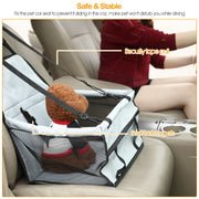 Dog Booster Car Seat Foldable Dog Booster Seat Pet Travel Carrier w/ Clip-on Safety Leash Zipper Storage Pocket for Small Medium Pets Up to 20Lbs