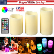 3Pcs Flameless Candles Votive Candles Wireless Battery Operated LED Flickering Candles w/ Remote Control Timer