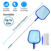 Swinging Pool Skimmer Cleaner Mesh Net Leaf Cleaning Scoop Pool Leaf Rake Debris Skimmer with  Fine Mesh 4 Telescopic Pole Sections For Swimming Pools Ho