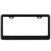 License Plate Frame Rustproof Waterproof Carbon Fiber Black License Plate Frame 2 Holes w/ Bolts Washer Caps for USA/Canada Standard
