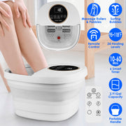 Collapsible Foot Spa Massager Electric Foldable Foot Soaker Tub with Remote Control Handle Surfing Bubbles 24 Heating Levels 6 Timer 6 Massage Rollers