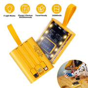 20000mAh Transparent Power Bank Portable Mini Phone Charger External Battery Pack with 3 Inbuilt Cables 4 Light Modes Digital Display Handle
