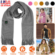 Electric Heated Winter Scarf USB Heating Neck Wrap Unisex Heated Neck Shawl Soft Warm Scarves 3 Heating Modes for Outdoor Cycling Skiing Skating