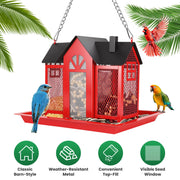 Barn Bird Feeder with Lift Top Lid and Viewing Window