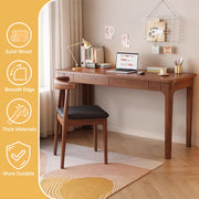 Solid Wood Desk with Drawers for Home Office