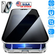 Privacy Magnetic Phone Case 360¡ Full Protection Anti Spy Phone Cover Double Sided Tempered Glass Magnet Absorption Fit for IOS Phone 12