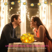 40 LEDs Rose Flower String Lights 10ft/3m Battery Operated Decorative Lights for Anniversary Valentine\'s Wedding Bedroom