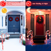 Solar Christmas Candy Cane Lights with 12 Candies 72LEDs Outdoor Christmas Decorations IP44 Waterproof Flickering Pathway Markers String Lights with 8