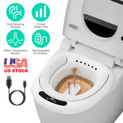 Electric Sitz Bath Tub Sits Bath Soak Pan Salts Bowl Postpartum Care Basin for Toilet Seat with Dual Nozzles 3-Level Water Flow Water Temperature Disp