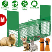 32in 2 Door Live Animal Cage Trap For Animals Under 12LBS Easy To Setup Humane Galvanized Iron Trap Cage For Rabbits Groundhogs Skunk Opossums Nutria