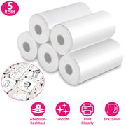 5 Rolls Regular Printer Paper Plate Mini Thermal Printing Paper White Mini Printer Photo Paper Fit for Wireless Thermal Mini Printer 57x25mm