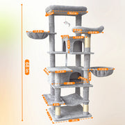 68-Inch Multi-Level Cat Tree with Hammocks & Scratching Posts