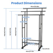3-Tier Freestanding Towel Rack with Storage Basket - Black