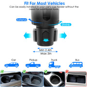 2 In 1 Car Cup Phone Holder Automotive Drink Holder with 360¡ Rotating Gooseneck Phone Mount Adjustable Base Fit for Most Phones Cups Vehicles