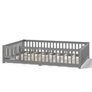 Montessori Floor Bed with Safety Guardrails and Lockable Door