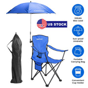 Camping Chair with Umbrella - Foldable Outdoor Chair 330lbs