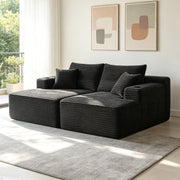 Sectional Couch with Double Chaise Lounge and Cup Holders