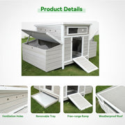 Wooden Chicken Coop for 3-6 Chickens with 6 Nesting Boxes