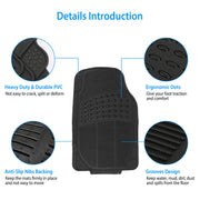 4Pcs Automotive Floor Mats Front and Rear PVC Rubber Floor Mats Heavy Duty Drive Vehicle Car Mats with Trimmable Design Fit Most Cars SUVs Trucks