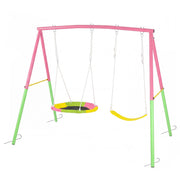 Outdoor Swing Set with Saucer & Belt Swings - 330lbs Capacity