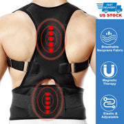 Unisex Posture Corrector Support Magnetic Lumbar Back Posture Support Belt Adjustable Upper Back Braces Clavicle Shoulder Brace Belt Pain Relief Thera