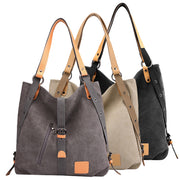 Ladies Canvas Tote Bag Multifunctional Purse Handbag Adjustable Shoulder Rucksack Convertible Backpack Wear-Resistant Dirt-Proof For Women School Offi