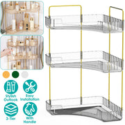 Bathroom Countertop Organizer 3 Tier Corner Makeup Storage Shelf Vanity Cosmetic Perfume Tray Clear Corner Rack for Bedroom Bathroom Kitchen