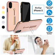 Finger Strap Phone Case for iPhone X Drop-protection Finger Ring Rugged Phone Case with Kickstand Dual Layer Case