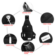 Unisex Sling Backpack Nylon Chest Shoulder Crossbody Bag Travel Sports Cycle Knapsack