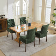 Tufted Dining Chair with Nailhead Trim & Curved Wood Legs