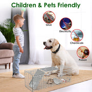 2PCS Folding Humane Animal Trap Cages for Cats, Rabbits & Squirrels