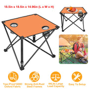1Pc Foldable Camping Table Portable Picnic Table Lightweight Travel Desk with 2 Cup Holders Carrying Bag