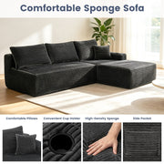 96" L-Shaped Sectional Sofa with Chaise in Plush Corduroy