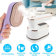 1000W Portable Handheld Steamer for Hang Flat Ironing Travel Garment Steamer with 180° Rotatable Handle 10S Fast Heating Clothing Wrinkles Remover for